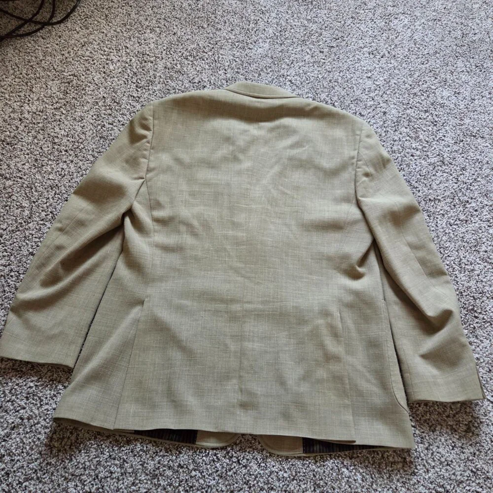 Kroon K3 Sport Coat Blazer Men’s Sz 46R Wool Linen Blend Beige Pockets Lined